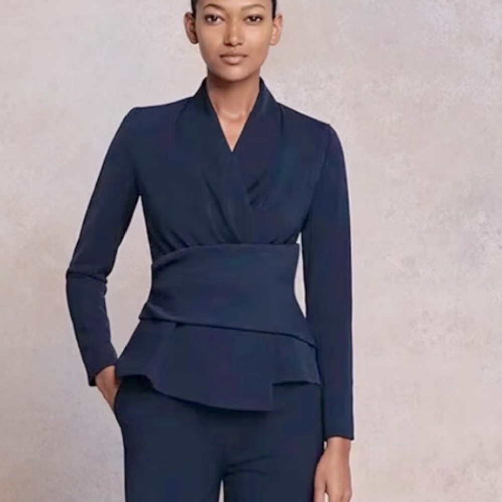 THE FOLD- Belleville Top Italian Wool Stretch Navy